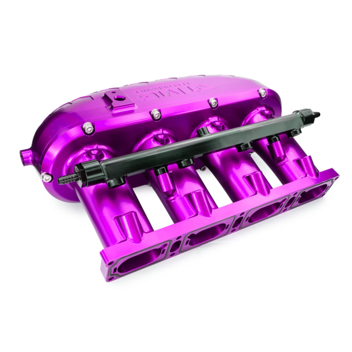 Colector de admisión de aluminio mecanizado RTMG Performance V2 con kit de eliminación y riel de combustible para 2.0 TSI TFSI EA888 Gen 4 (morado)