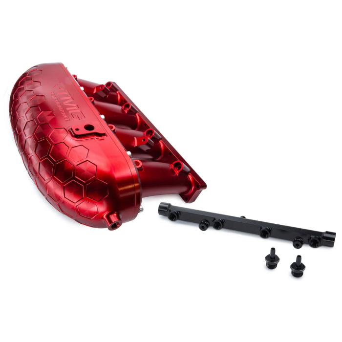 Colector de admisión de aluminio mecanizado RTMG Performance V2 con kit de eliminación para 2.0 TSI TFSI EA888 Gen 4 Rojo