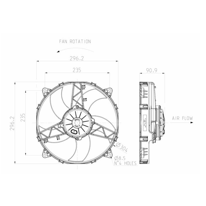 SPAL 12V VA26-AP70/LL-44A 280 MM Radiator Axial Cooling Fan