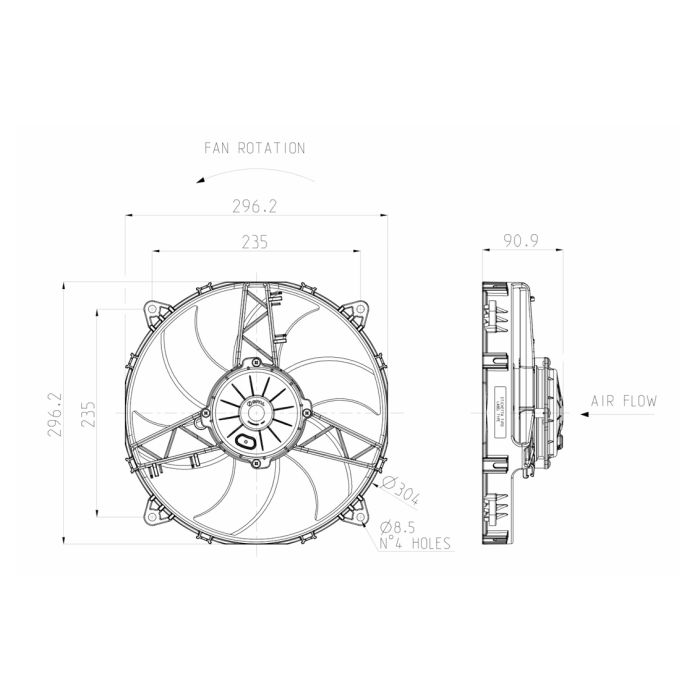 SPAL 12V VA26-AP70/LL-60S 280 MM Axial Radiator Cooling Fan