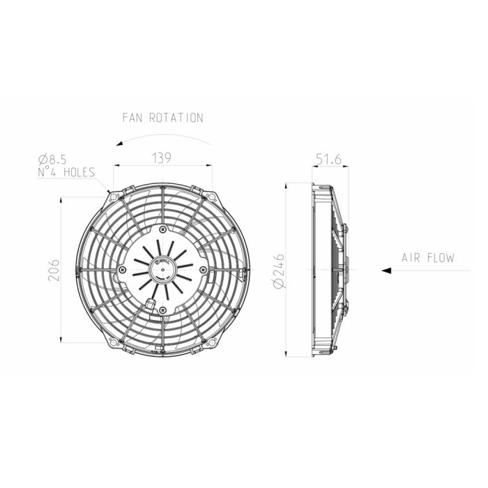 SPAL 12V VA07-AP12/C-58S 225 MM Radiator Axial Cooling Fan