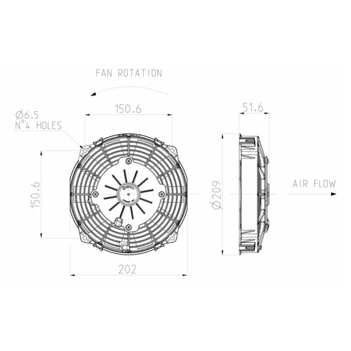 SPAL 12V VA14-AP7/C-34A 190MM Radiator Axial Cooling Fan