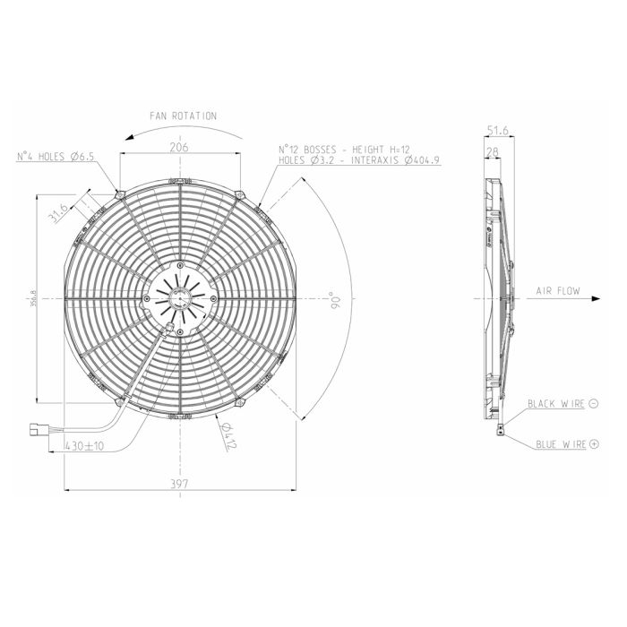SPAL 12V VA18-AP10/C-41A 385 MM Radiator Axial Cooling Fan