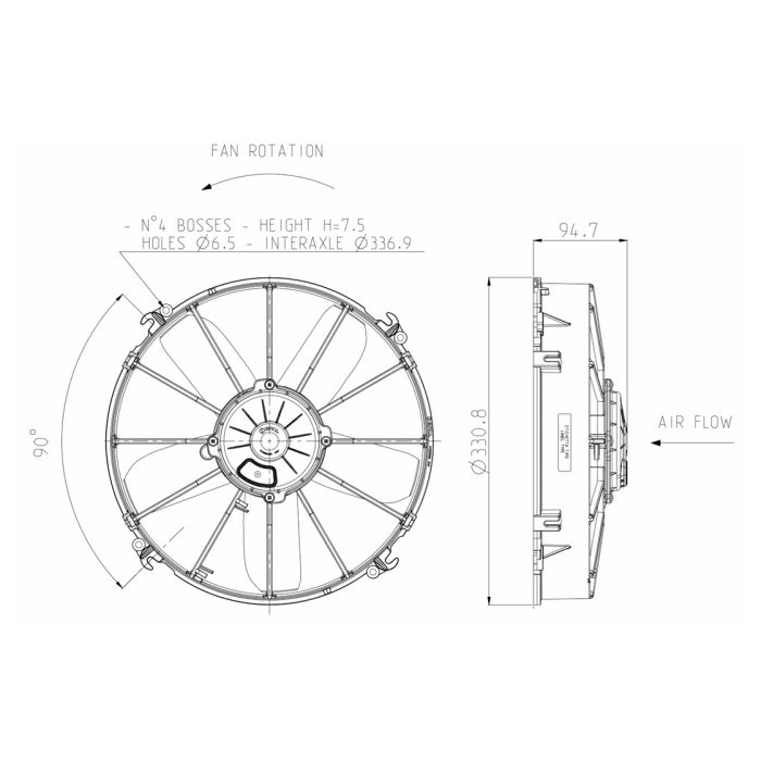 SPAL 12V VA01-AP70/LL-36S 305 MM Axial Radiator Cooling Fan