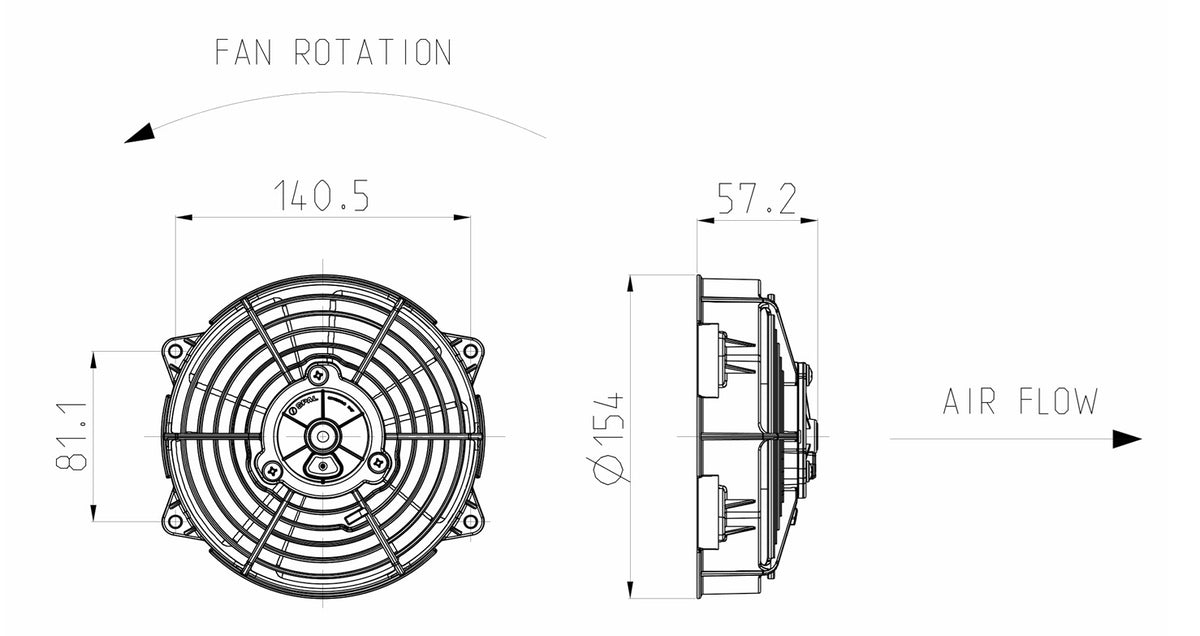 Ventilador axial de radiador aspirante SPAL 12V VA39-A101-45A