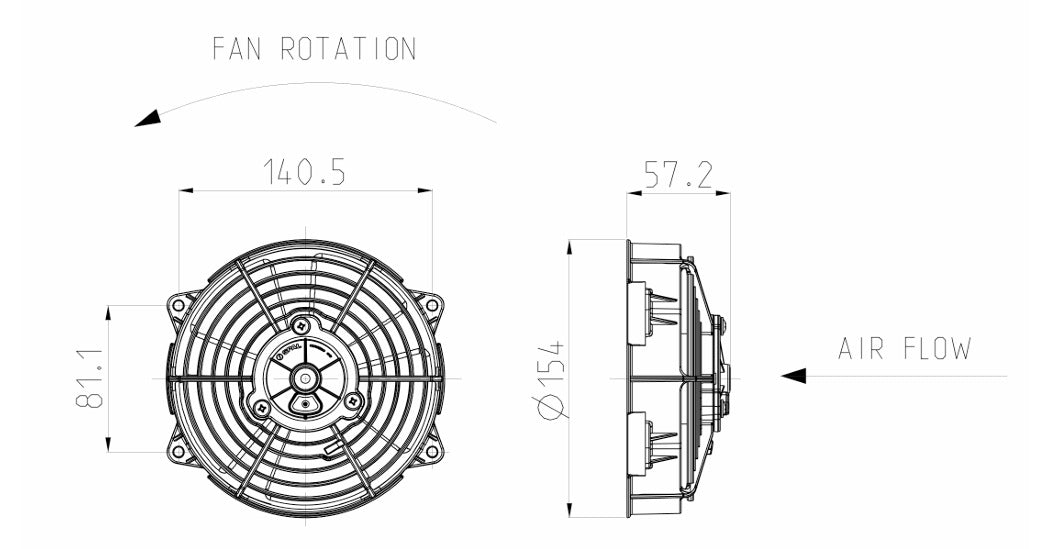 Ventilador axial de radiador impulsor SPAL 12V VA39-A100-45S