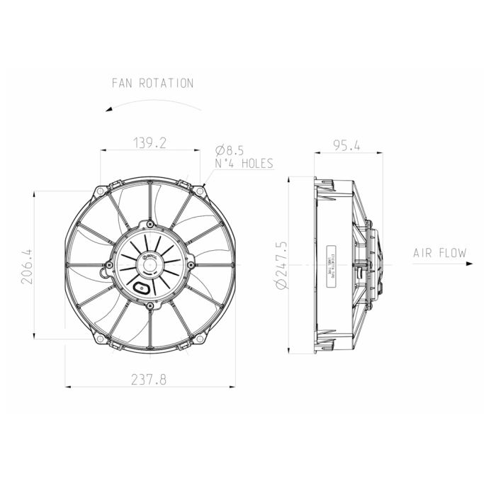 SPAL 12V VA02-AP70/LL-52A 225 MM Radiator Axial Cooling Fan