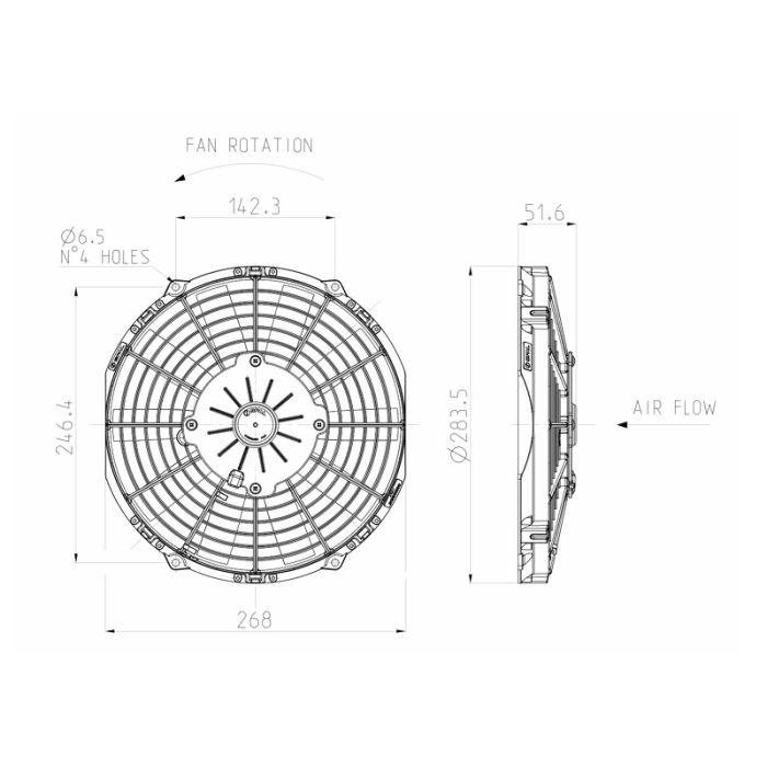 SPAL 12V VA11-AP8/C-29S 255 MM Radiator Axial Cooling Fan