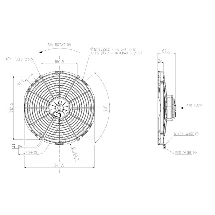SPAL 12V VA13-AP70/LL-63S Axial Pull Radiator Cooling Fan