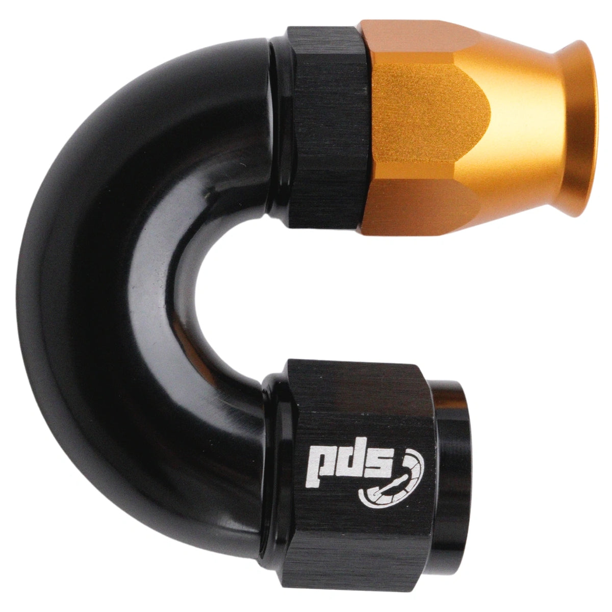 Extremo de manguera flujo total PTFE AN8 180°
