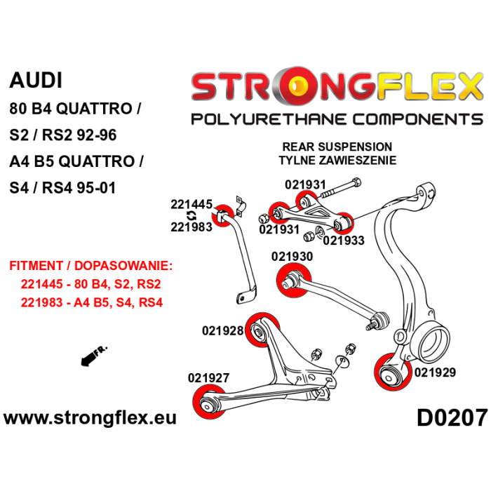026217A: Rear suspension bush kit SPORT