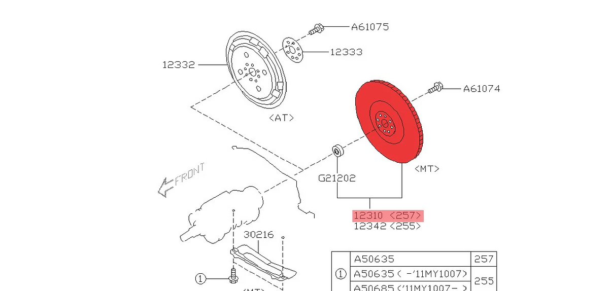 Volante motor para Subaru Impreza STI 6 velocidades EJ207 EJ257 2001-2020