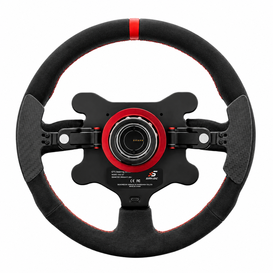 Volante SIMAGIC Suede GTS con levas de cambio para simulador Simracing – otra vista