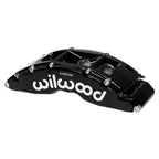 Pinza de freno trasera derecha Wilwood 120-14317 TC6 de montaje radial, 6 pistones, color negro.