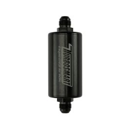 Filtro de combustible en línea Turbosmart 8AN de 10 µm, color negro.
