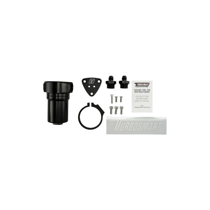 Filtro de combustible Turbosmart 6AN de 10 µm, color negro.