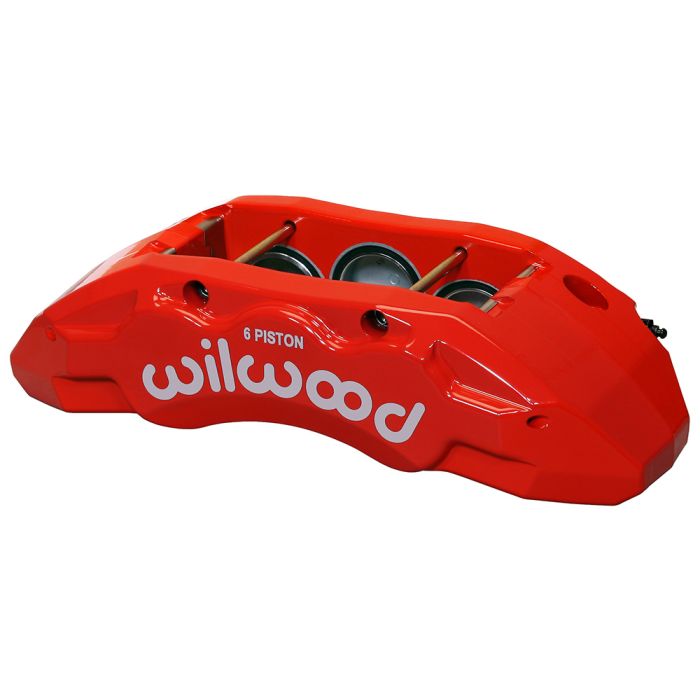 Pinza de freno Wilwood 120-13814 TX6R de montaje radial, izquierda, 6 pistones, roja.