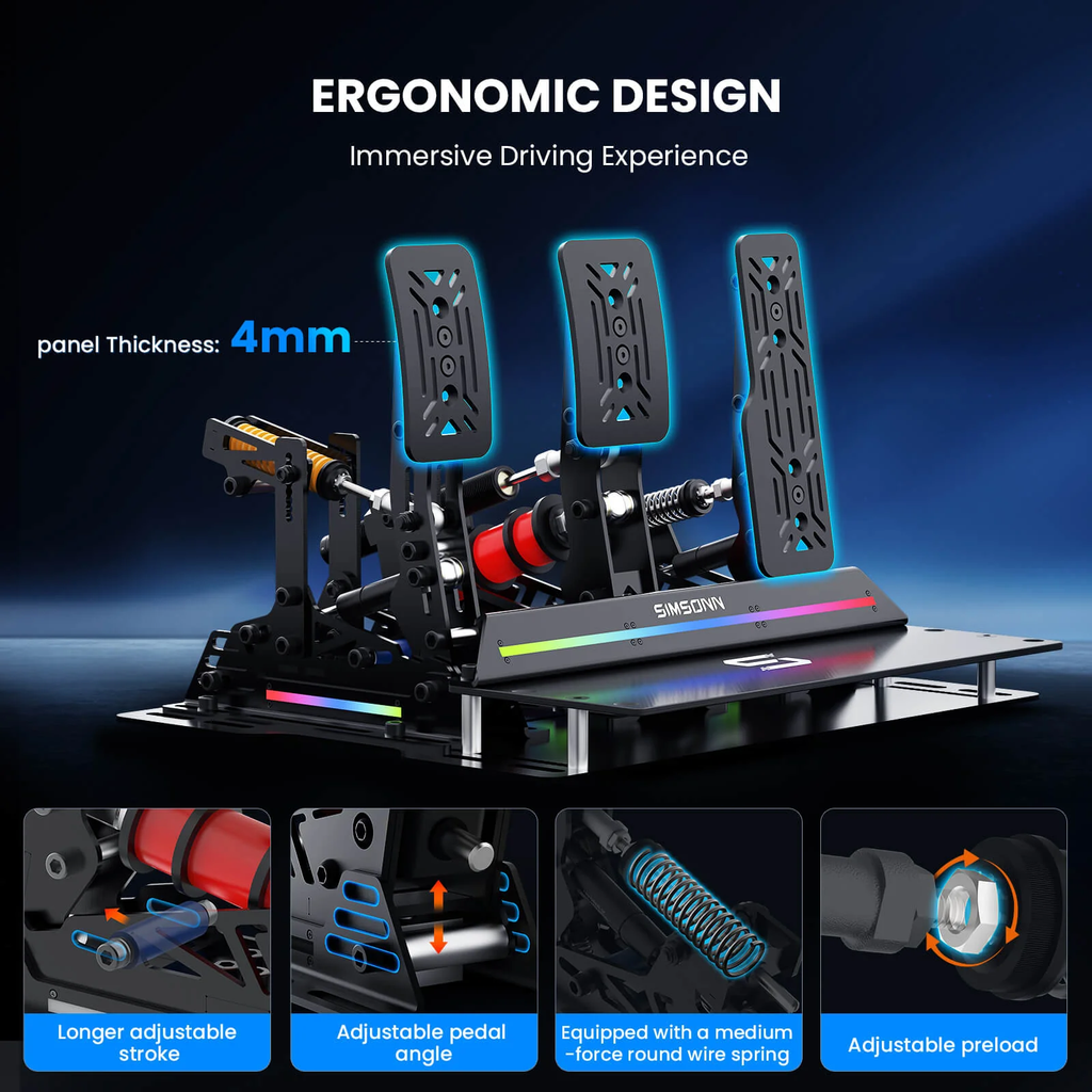 Pedalbox Pro X Ultra Sim Pedal RGB SIMSONN Simulador Simracing