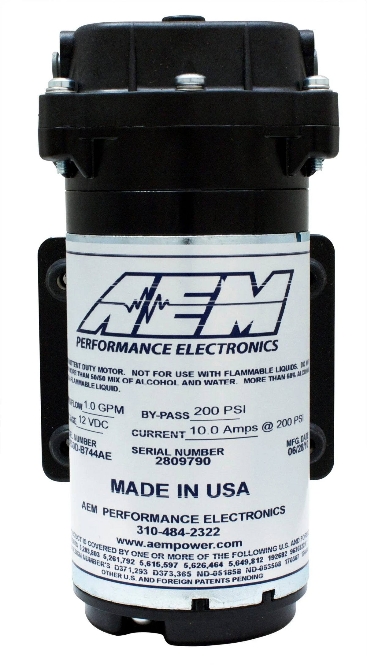 Bomba AEM de agua / metanol para manguera Push-Lock de 1/4" AEM-30-3015