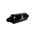 Filtro de combustible negro Aeromotive 12387 de 10 micras con puertos AN-10 macho y elemento de celulosa.