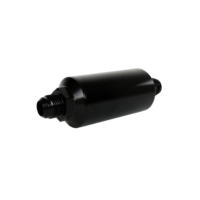 Aeromotive 12387 Black 10-Micron Fuel Filter with Male AN-10 Ports and Cellulose Element.