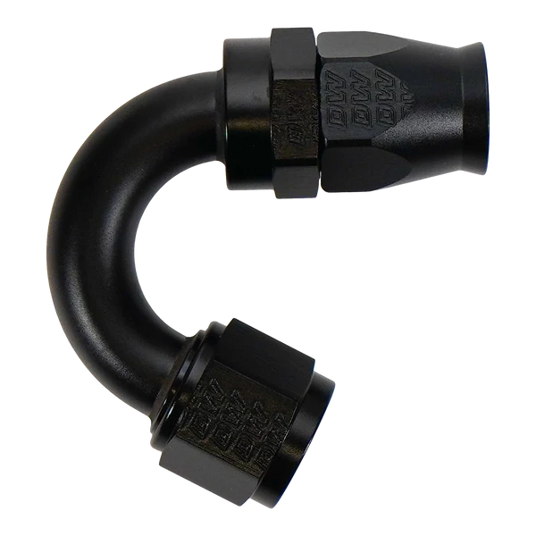 Terminal de manguera PTFE 10AN hembra flare giratorio con virola/oliva 150° DeatschWerks