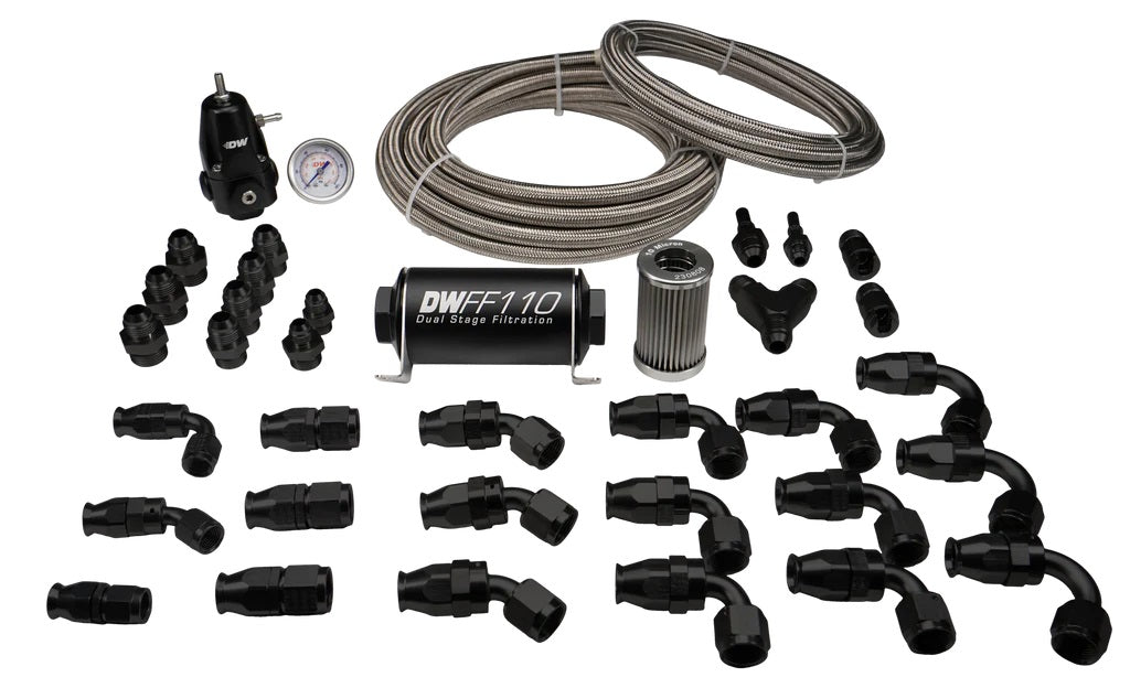 Kit de tuberías de retorno de PTFE, entrada 8AN, retorno 6AN, DeatschWerks para Toyota Supra A90 / BMW M3 / M4