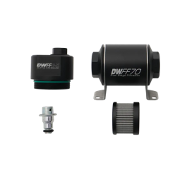 Regulador de filtro de combustible DWFFR-X de 70 mm mecanizado en aluminio, 10 micras, DeatschWerks