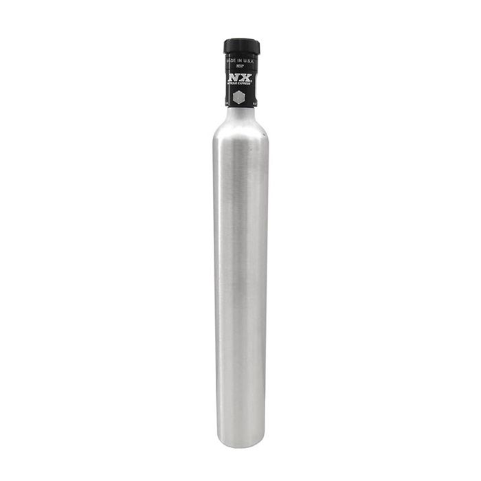 7 oz motorcycle nitrous bottle with valve, 2 inches diameter x 11.36 inches tall, Nitrous Express NX 11021
