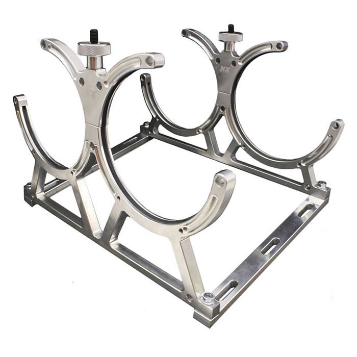 Soporte de aluminio mecanizado para botella doble de 10-15 lb de óxido nitroso Express NX 11108D