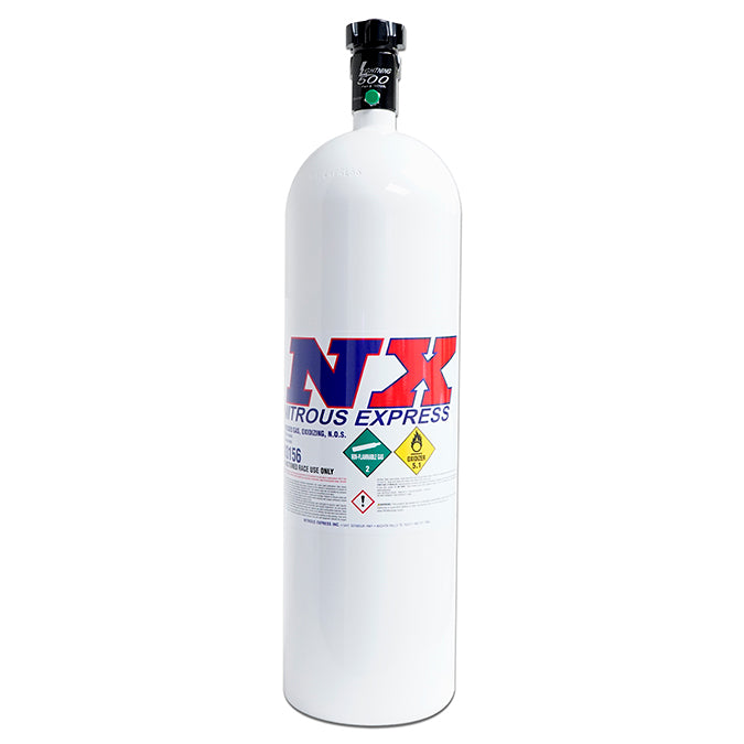 Botella de 15 Lb con válvula Lightning 500 y racor 6AN, 6,89 de diá. x 26,69 de alto, Nitrous Express NX 11150-6