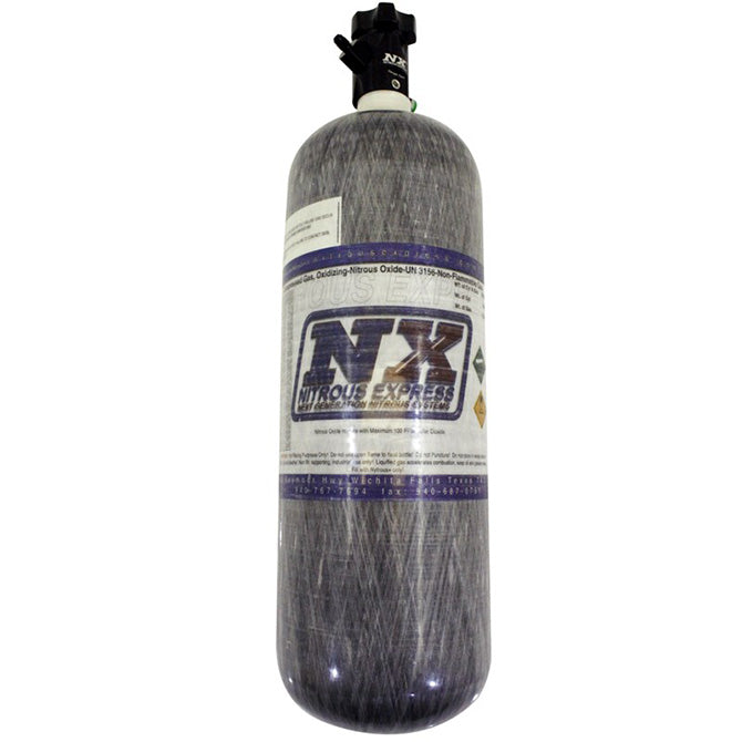 Botella composite de 12 Lb con válvula Lightning 500 y racor 4AN, 6,79 de diá. x 23,25 de alto, Nitrous Express NX 11152