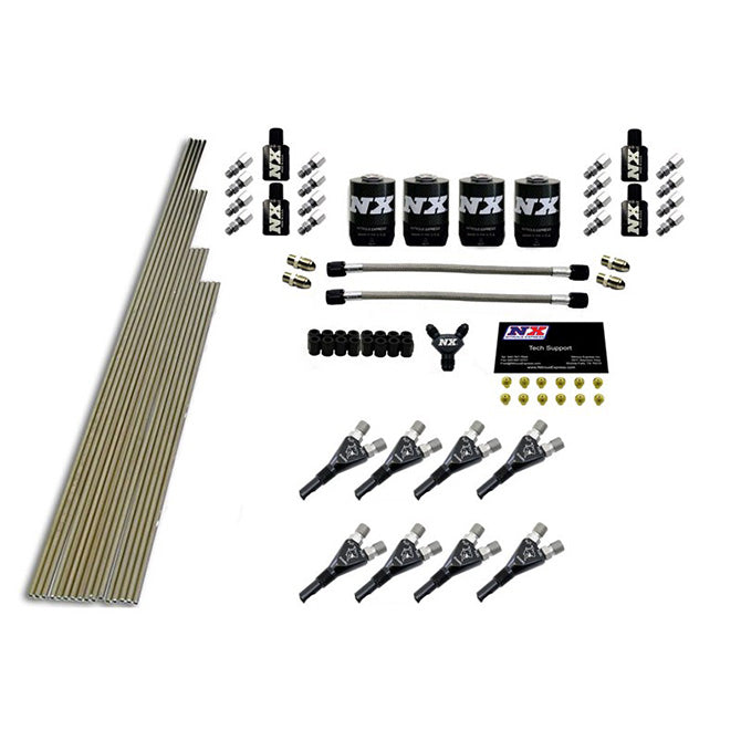 Kit de instalación de admisión con boquillas Shark de 8 cilindros con todo el material necesario Nitrous Express NX 13385