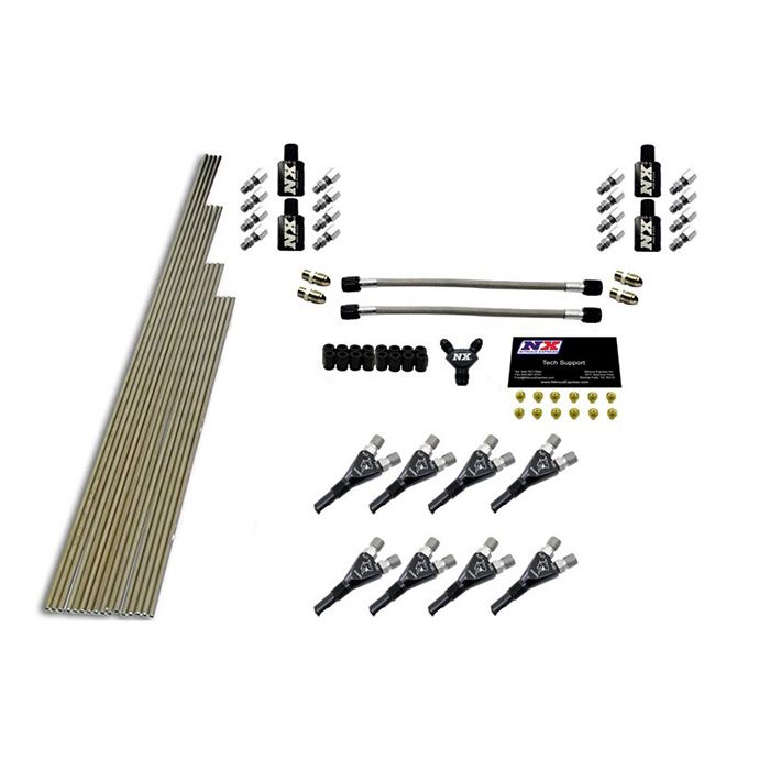 Shark 8-Cylinder Pipe Kit without Solenoids with 300 hp Injectors with All Necessary Fittings Nitrous Express NX 13389
