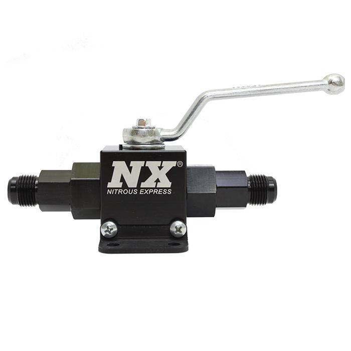 Válvula de bola en línea de aluminio billet ligero de 1/2 pulgada de diámetro interior con conexiones 6AN Nitrous Express NX 15159-6
