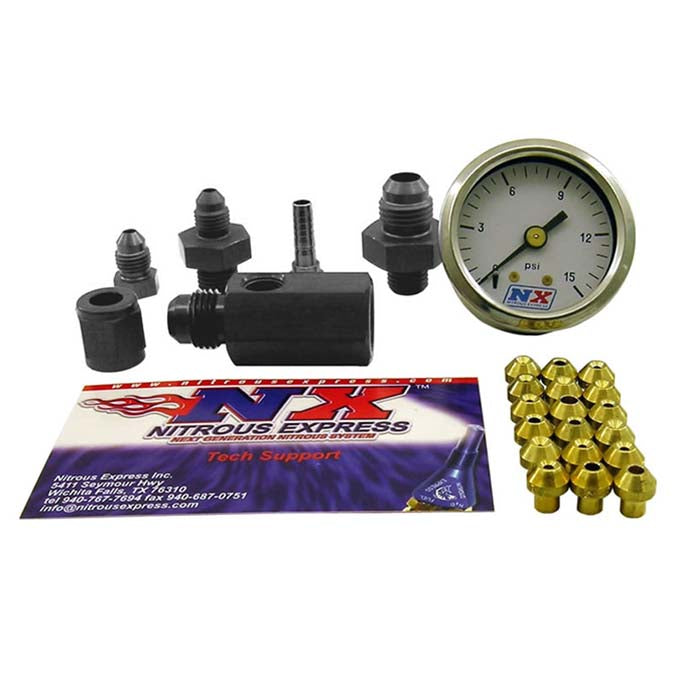 Mini Flo-Check incluido (comprueba las presiones de combustible en circulación) Nitrous Express NX 15519