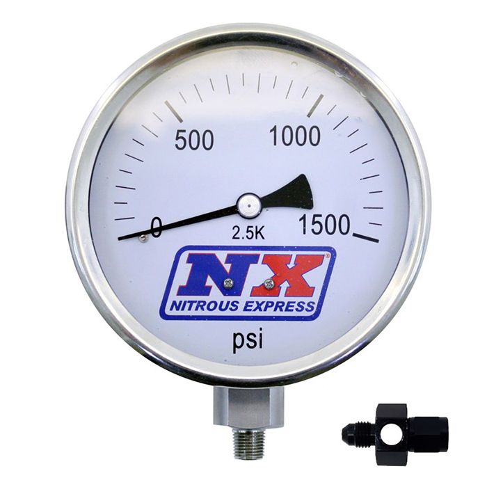 4-inch nitrous oxide pressure gauge (liquid-filled) with 4AN adapter Nitrous Express NX 15541
