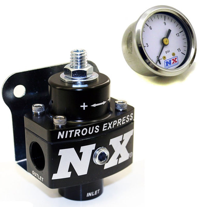 Regulador de presión de combustible NX billet sin bypass con manómetro de presión de combustible Nitrous Express NX 15952