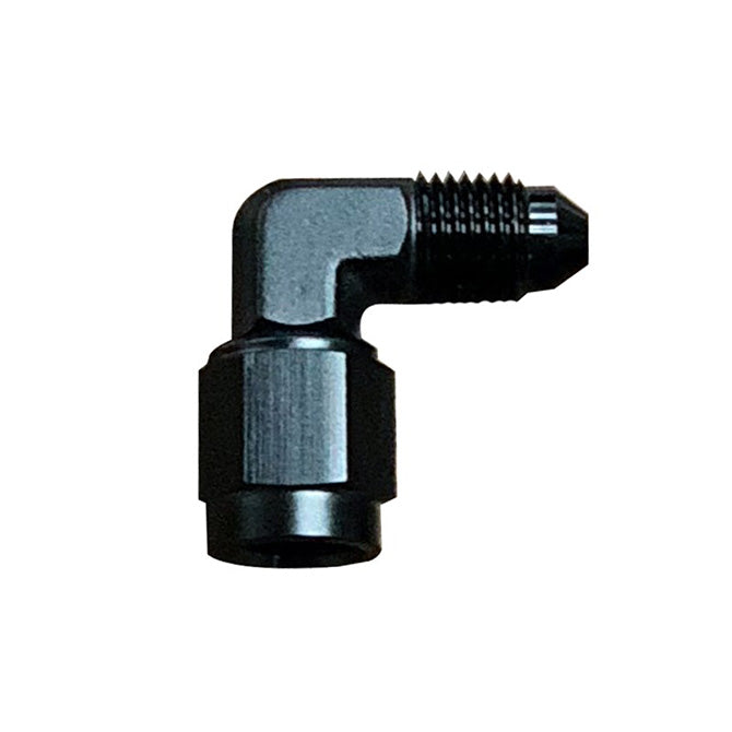 Racor giratorio 90° AN3 macho x hembra negro Nitrous Express NX 16196-90