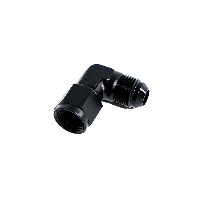 Racor giratorio 90° AN8 macho x hembra negro Nitrous Express NX 16398-90