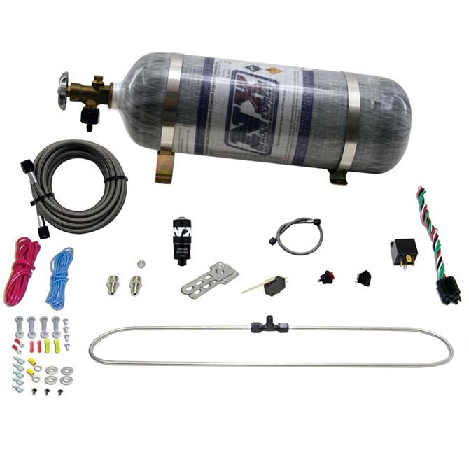 Anillo de pulverización N-Tercooler para CO2 que reduce la temperatura de admisión en aplicaciones turbo, con botella de 12 Lb, Nitrous Express NX 20000CR-12