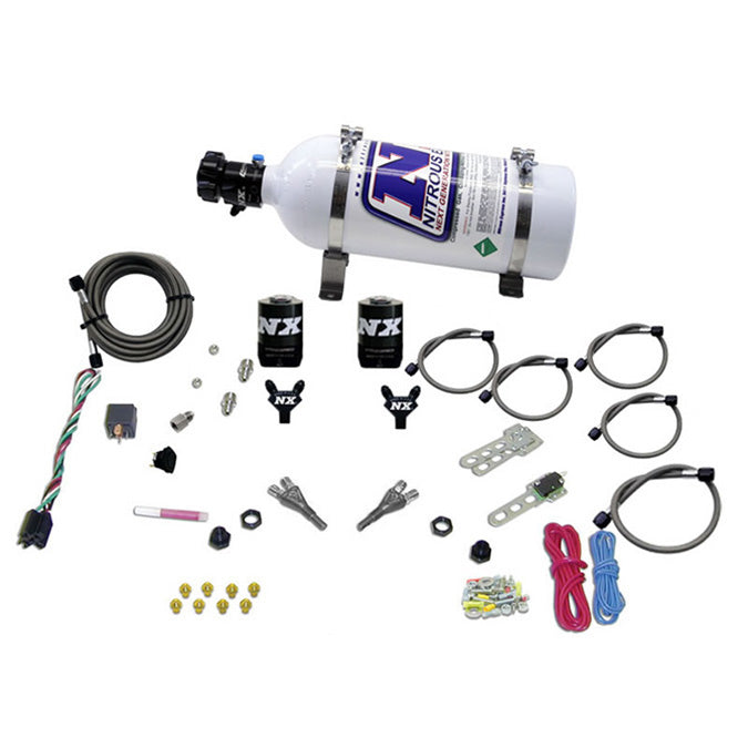 Sistema de nitro de doble boquilla con botella de 5 Lb para GM TBI todos (50-75-100-125 CV) Nitrous Express NX 20218-05