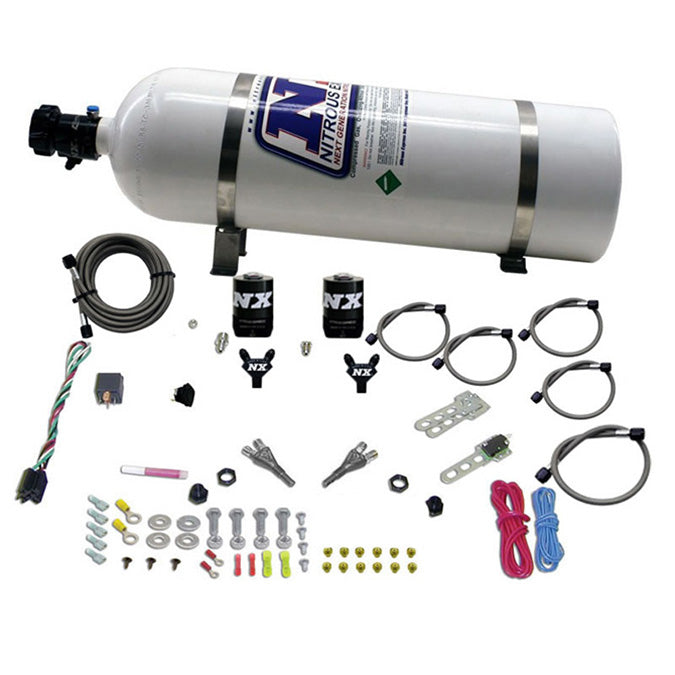 Sistema de nitro de doble boquilla con botella de 15 Lb para Dodge Viper EFI (100-300 CV) Nitrous Express NX 20325-15