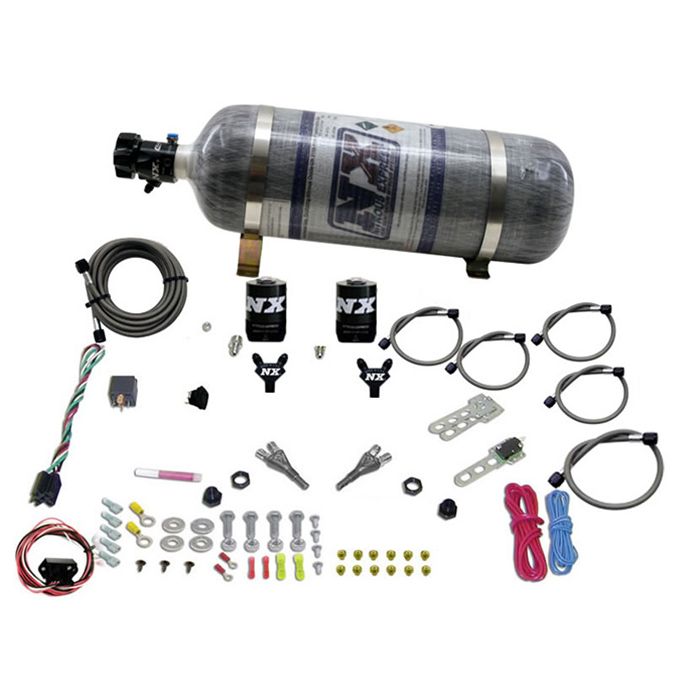 Boquilla doble (35-150 CV) con botella de carbón de 5,4 kg para Nissan / Infiniti Nitrous Express NX 20716-12