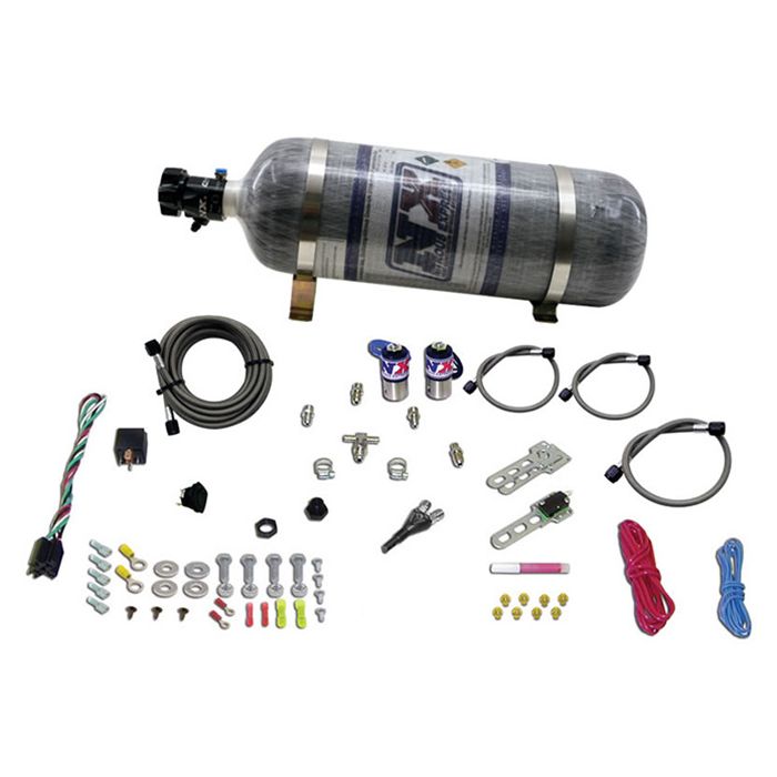 Sistema de óxido nitroso Sub C de 25-35-50 CV con botella de carbón de 12 lb Nitrous Express NX 20916-12