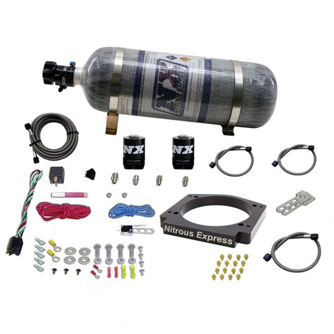 Sistema de placa adaptadora de 112 mm con botella de carbono de 12 Lb para vehículos GM Nitrous Express NX 20917-12
