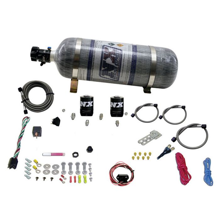Sistema de inyección electrónica de un solo inyector con botella de carbón de 5,4 kg (12 lb) para vehículos GM (35-150 CV) Nitrous Express NX 20930-12