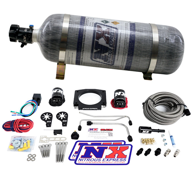 Sistema hardline LS con plate de 90 mm y entrada única con botella de carbono de 12 Lb (50-400 CV) Nitrous Express NX 20934S-12