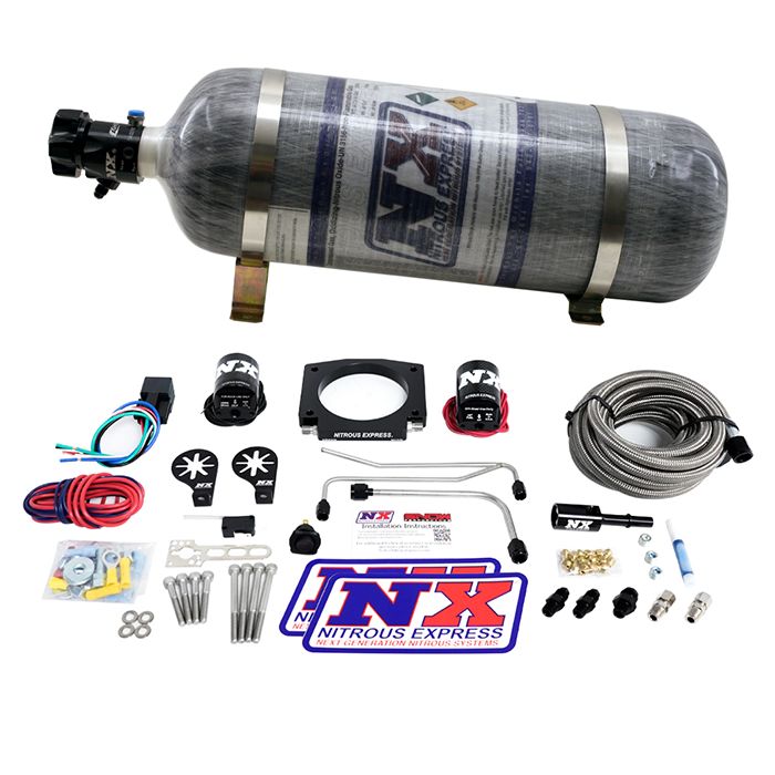 90mm LS Single Entry Rigid Pipe System with 12lb Carbon Bottle (50-400hp) Nitrous Express NX 20934S-12