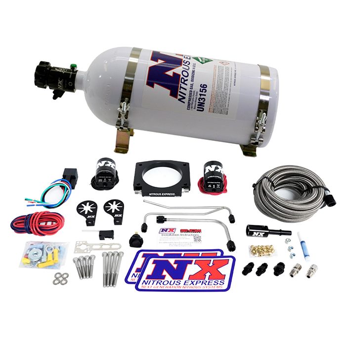 Nitrous Express NX 20934S-15 90mm LS Single Entry Rigid Pipe System with 15lb Bottle (50-400hp)